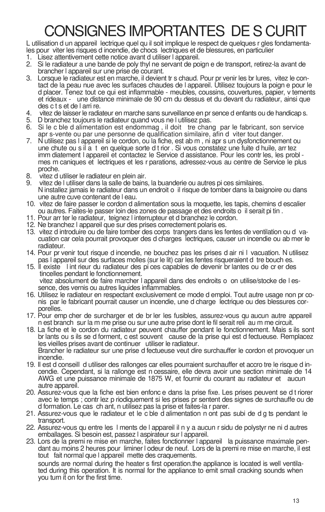 DeLonghi 97071, EW0507-EW0507W-2507L-EW6507L-9707T-TRH0715 manual Consignes Importantes DE Sécurité 