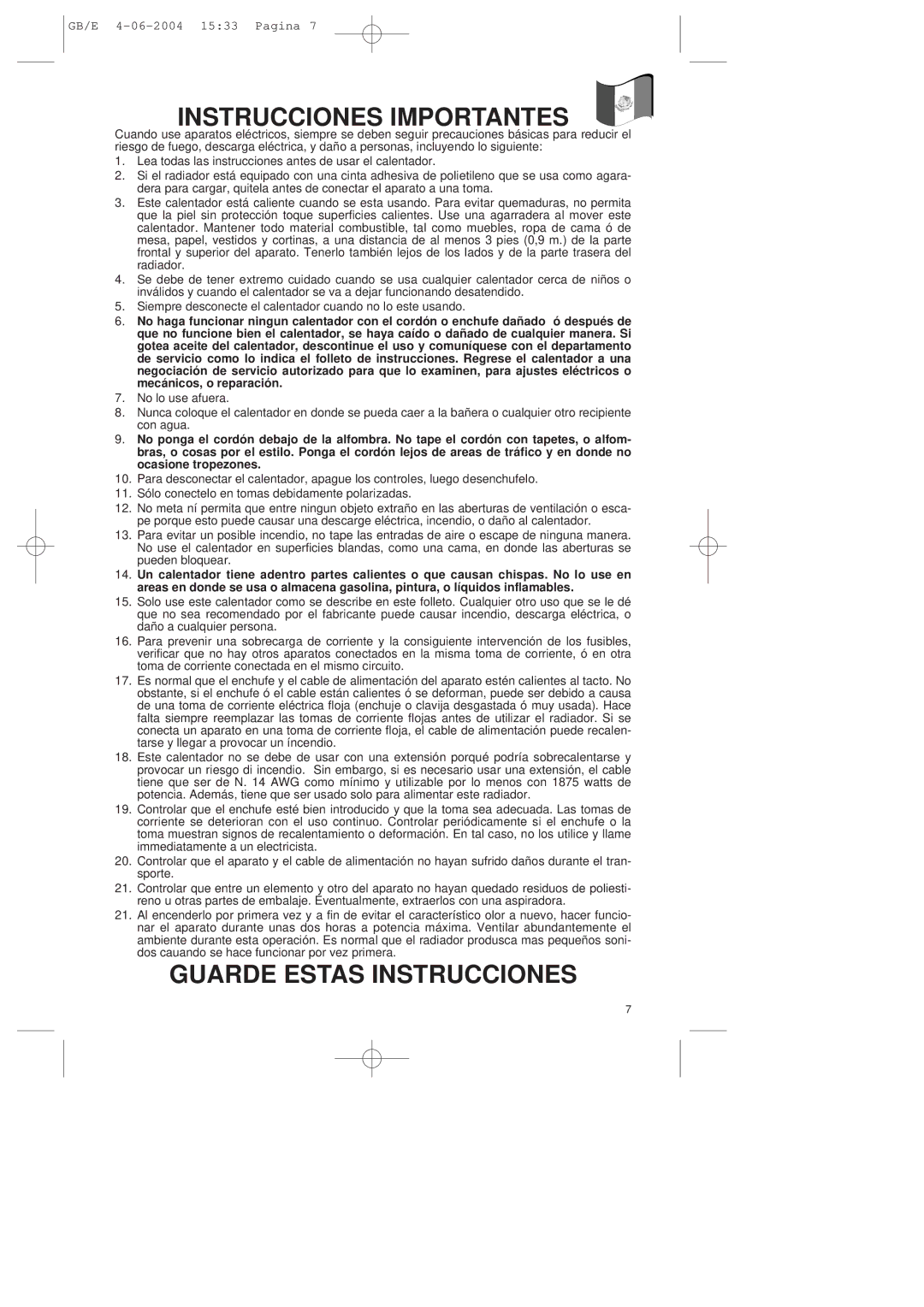 DeLonghi TRN manual Instrucciones Importantes 