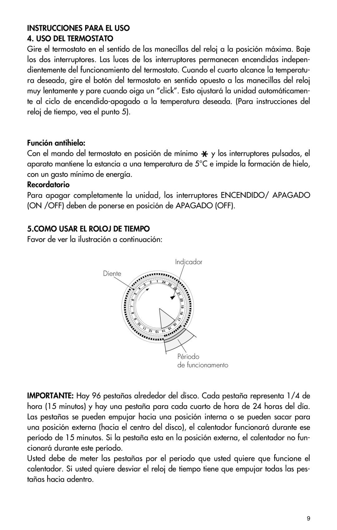 DeLonghi TRN0812T manual Instrucciones Para EL USO 4. USO DEL Termostato 