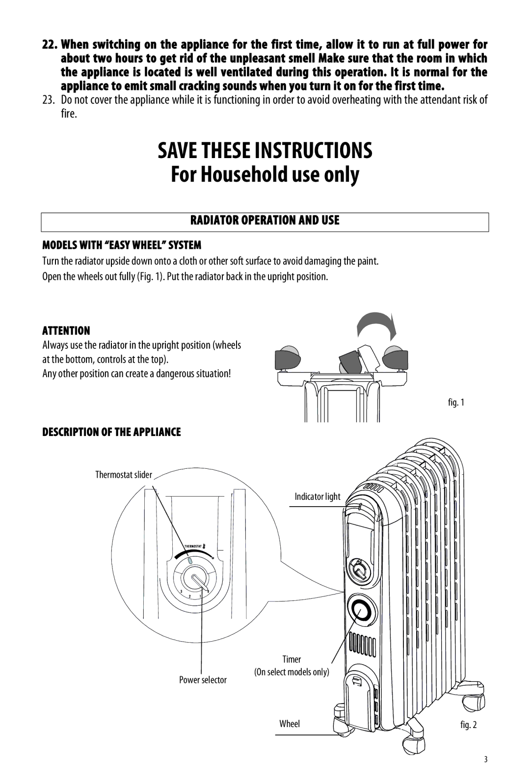 DeLonghi TRV0715-TRV0715T manual Models with Easy Wheel System, Description of the Appliance 