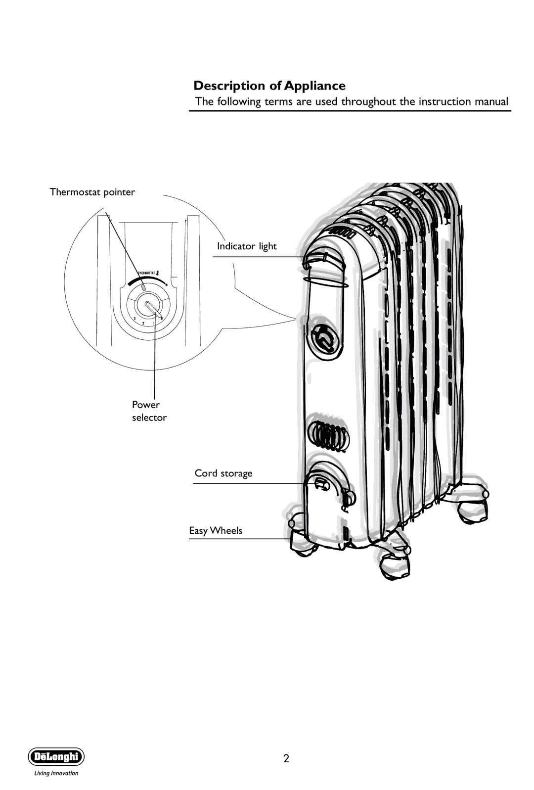 DeLonghi V550715, V551225, V550920 manual Description of Appliance 