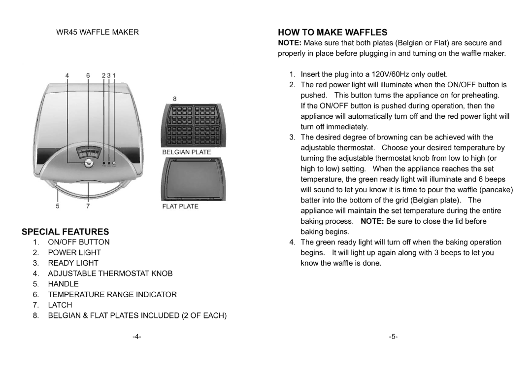 DeLonghi W25, W45 manual HOW to Make Waffles 