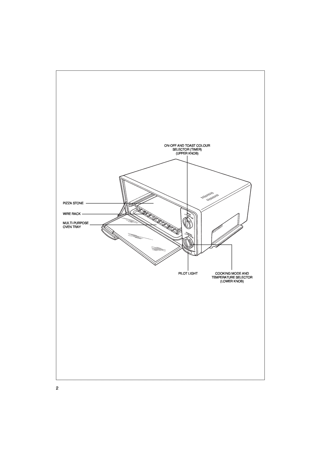 DeLonghi XU15C On-Offand Toast Colour Selector Timer Upper Knob, Pizza Stone Wire Rack Multi-Purpose Oven Tray, Lower Knob 