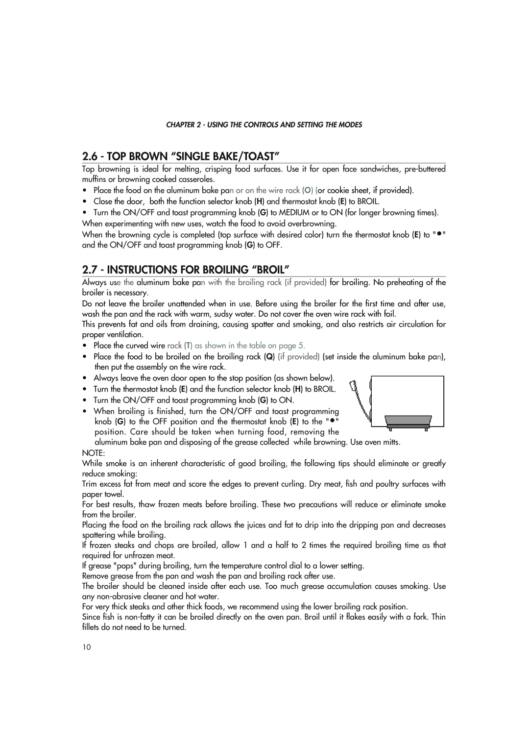 DeLonghi xu1837w manual Top Brown “Single Bake/Toast”, Instructions For Broiling “Broil” 