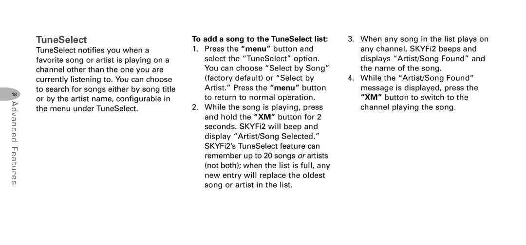 Delphi DPSS-04-E-064 manual To add a song to the TuneSelect list 