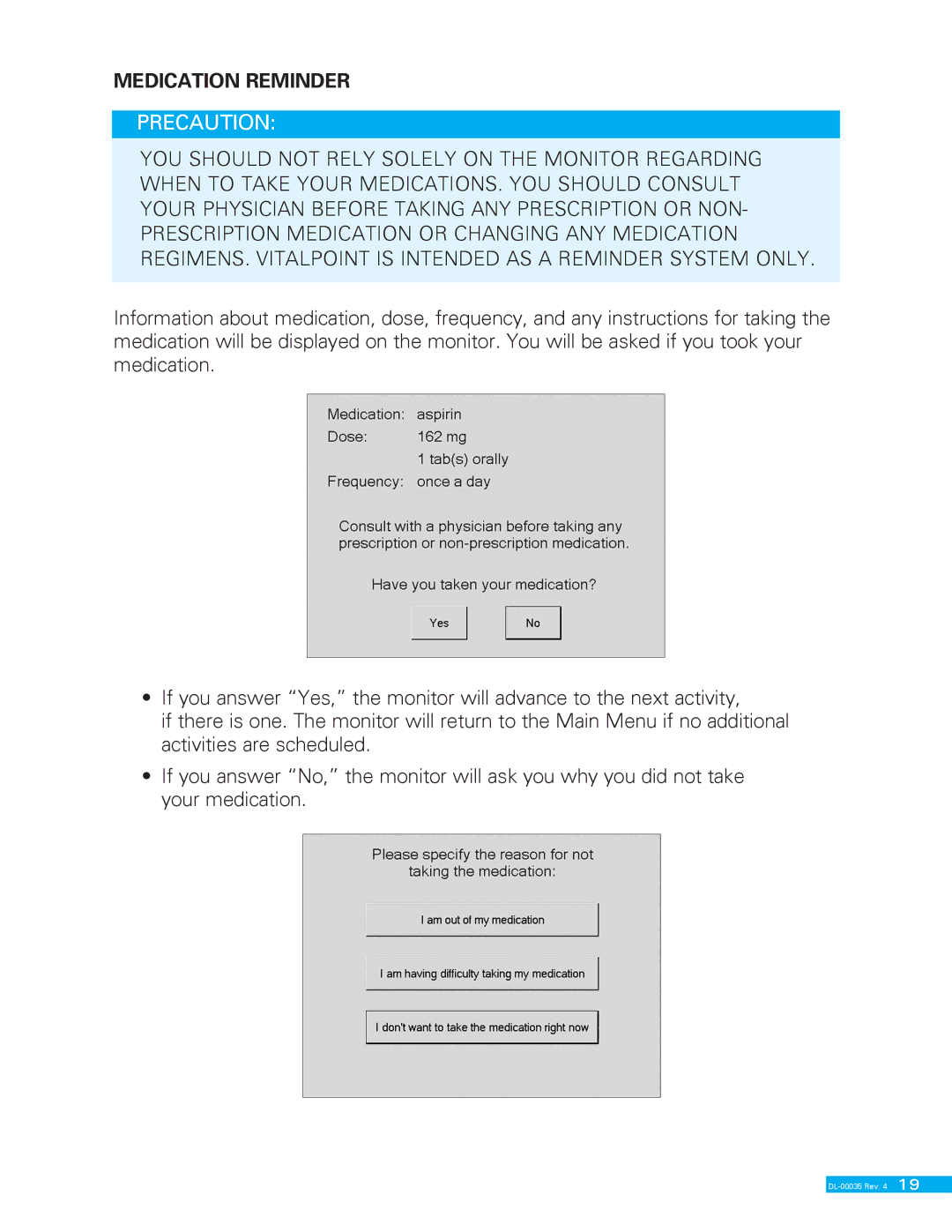 Delphi II DL-00035 manual Medication Reminder 