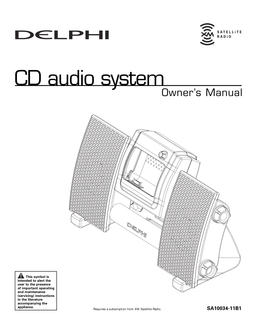 Delphi SA10034-11B1 owner manual CD audio system 