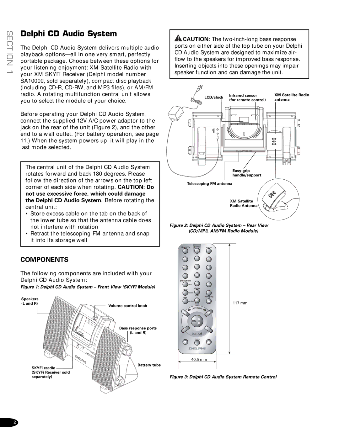 Delphi SA10034-11B1 owner manual Delphi CD Audio System, Components 