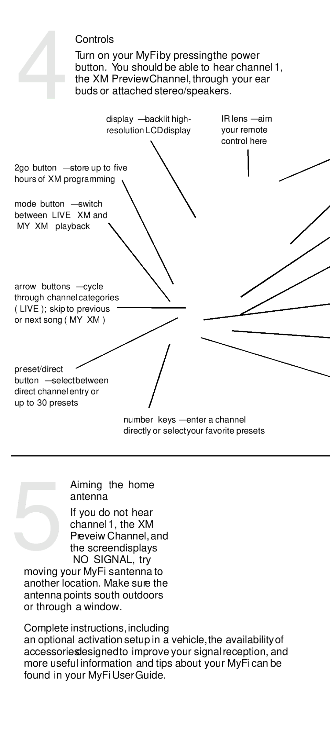 Delphi SA10113 manual Controls, Aiming the home 5antenna 