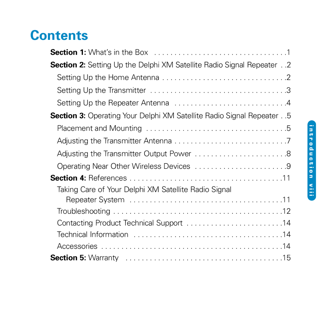 Delphi SA10116-11B1 manual Contents 