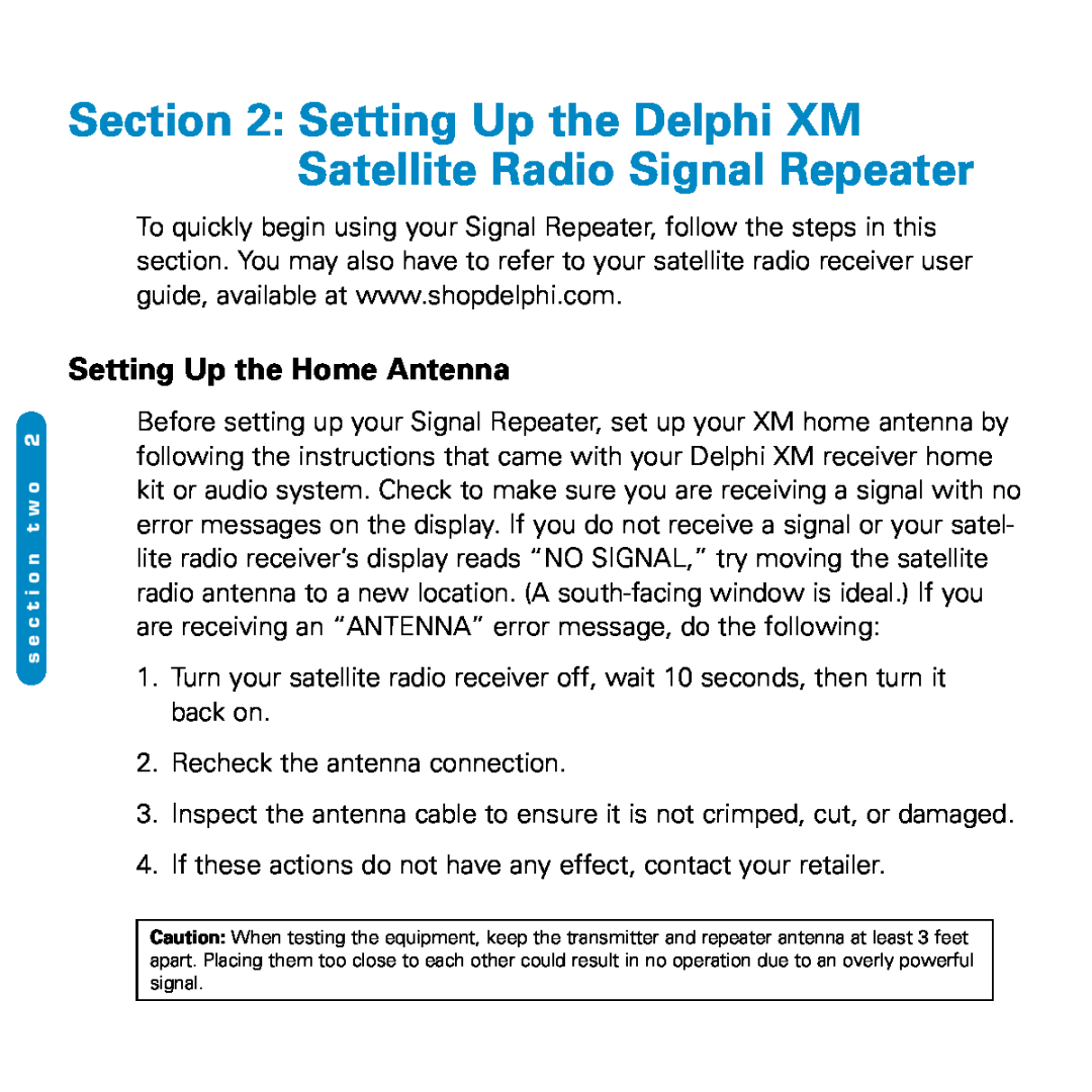 Delphi SA10116-11B1 manual Setting Up the Home Antenna 