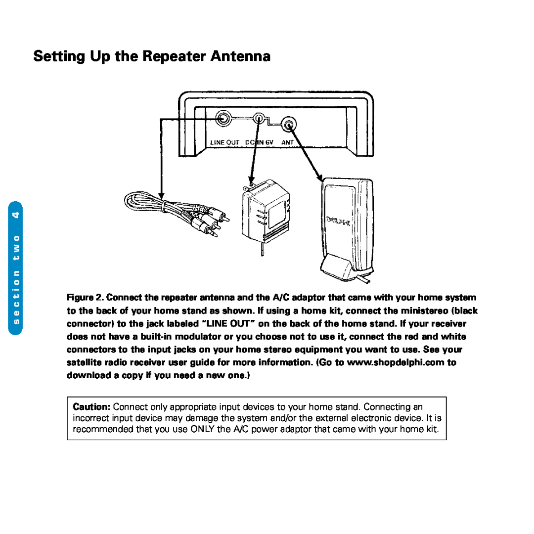 Delphi SA10116-11B1 manual Setting Up the Repeater Antenna, s e c t i o n t w o 
