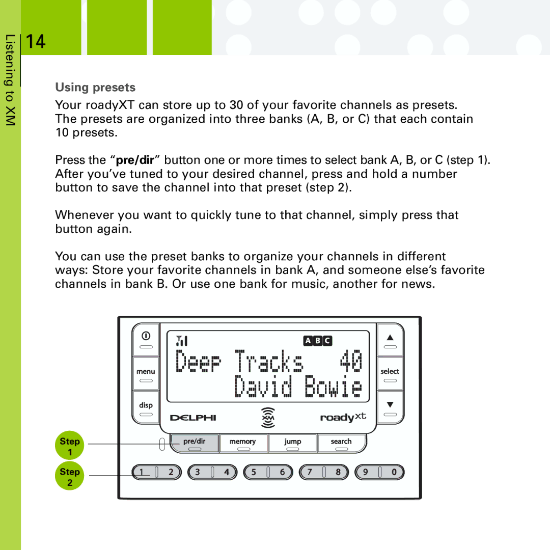 Delphi SA10201 manual Using presets 