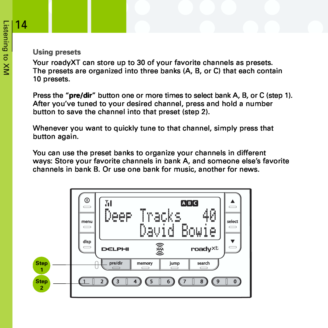 Delphi SA10201 manual Using presets 