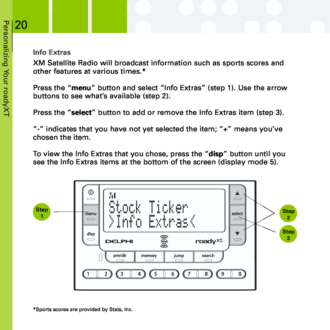 Delphi SA10201 manual Info Extras 