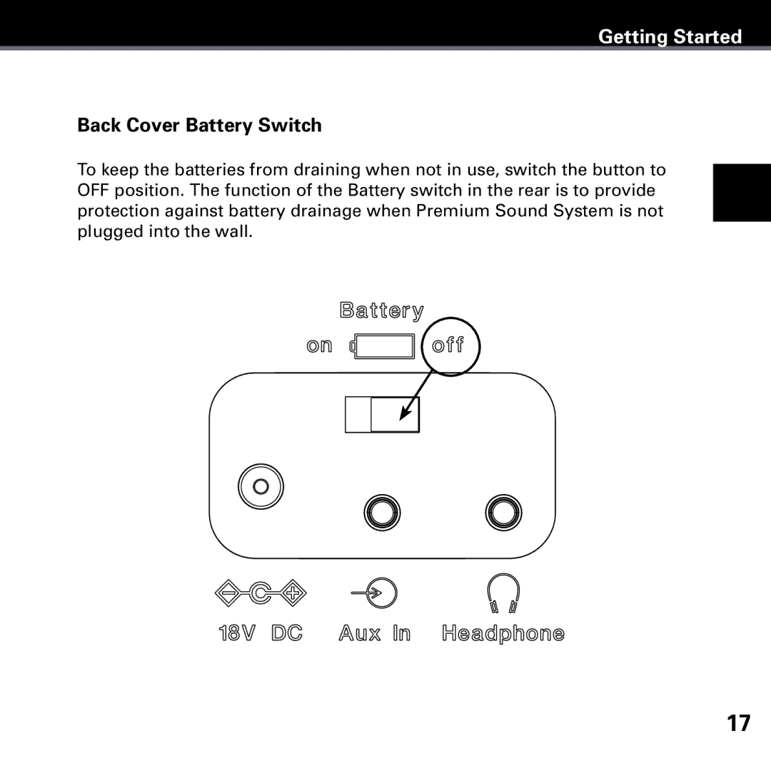 Delphi SA10221 manual Back Cover Battery Switch 