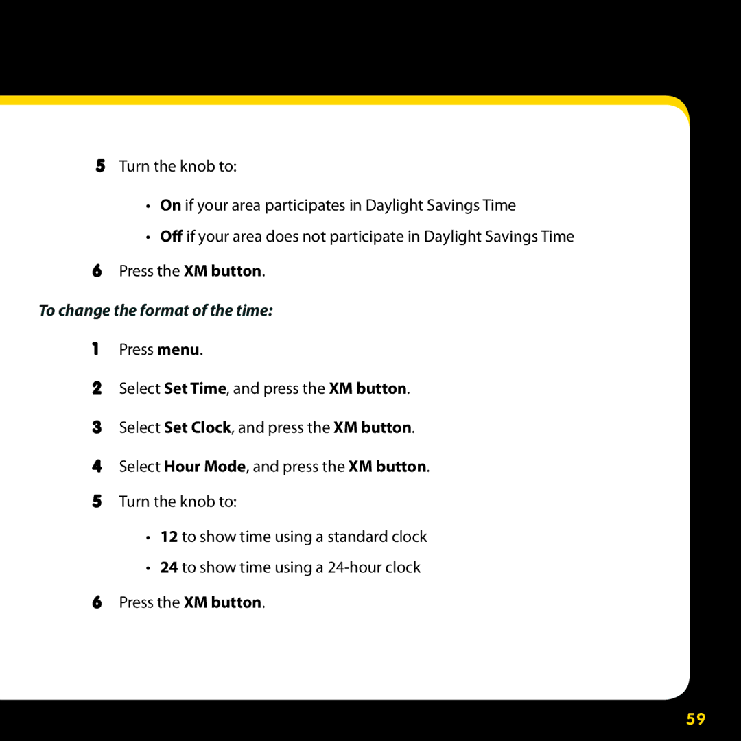 Delphi SA10316 manual To change the format of the time 