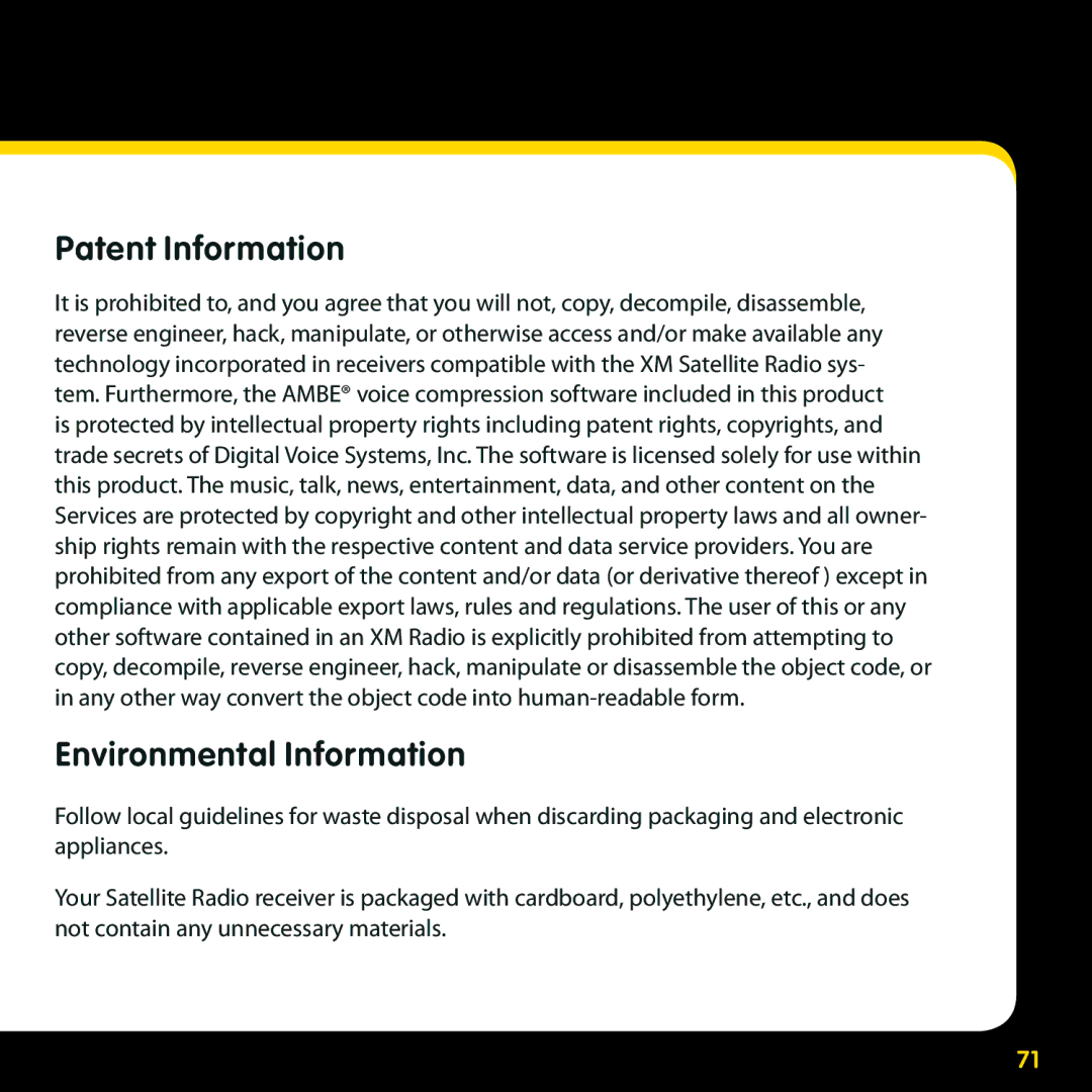 Delphi SA10316 manual Patent Information, Environmental Information 