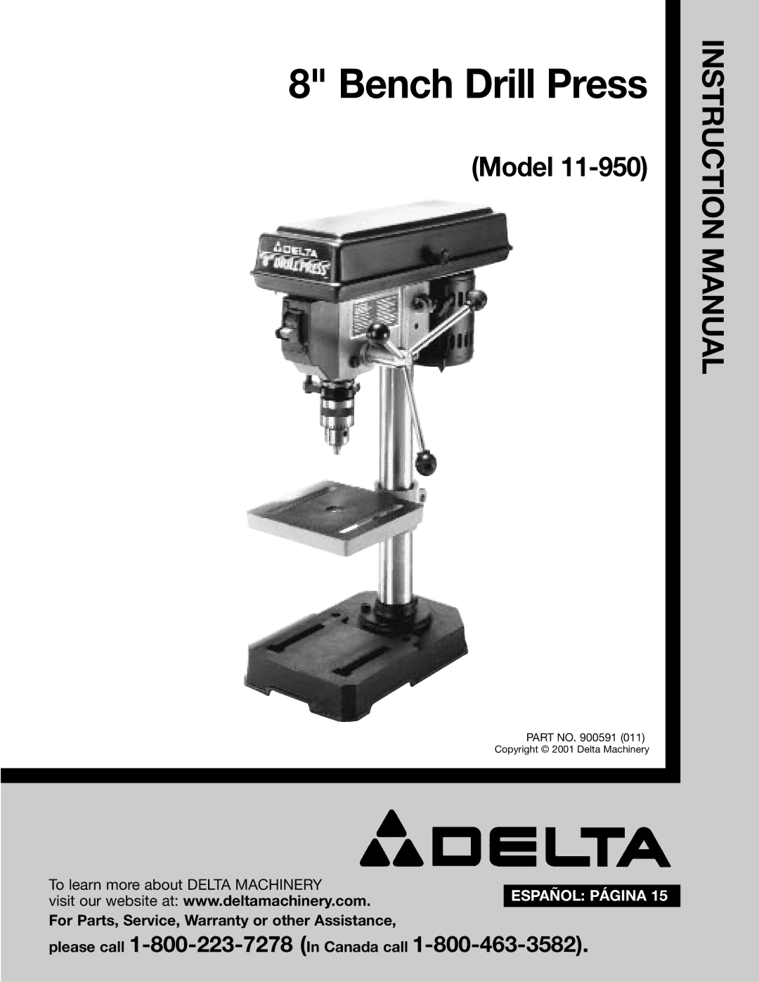 Delta 11-950 instruction manual Bench Drill Press 