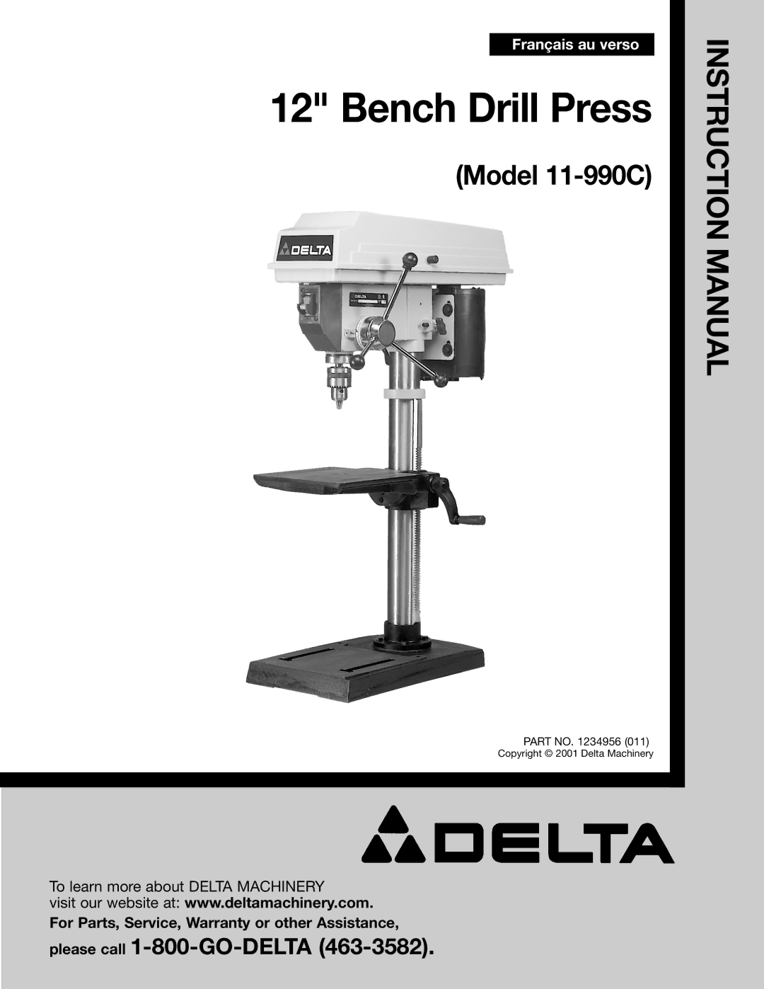 Delta 11-990C instruction manual Bench Drill Press 