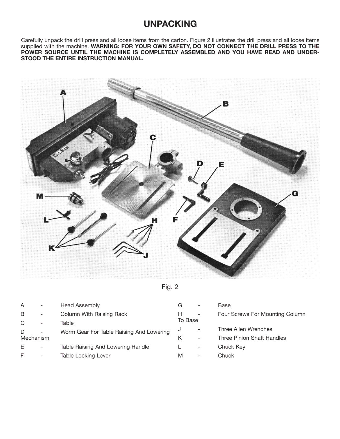 Delta 14070 instruction manual Unpacking 