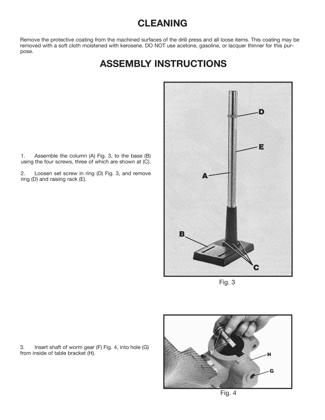 Delta 14070 instruction manual Cleaning, Assembly Instructions 