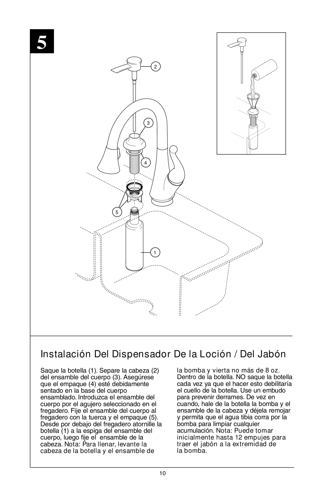 Delta 16968-DST Series manual Instalación Del Dispensador De la Loción / Del Jabón 