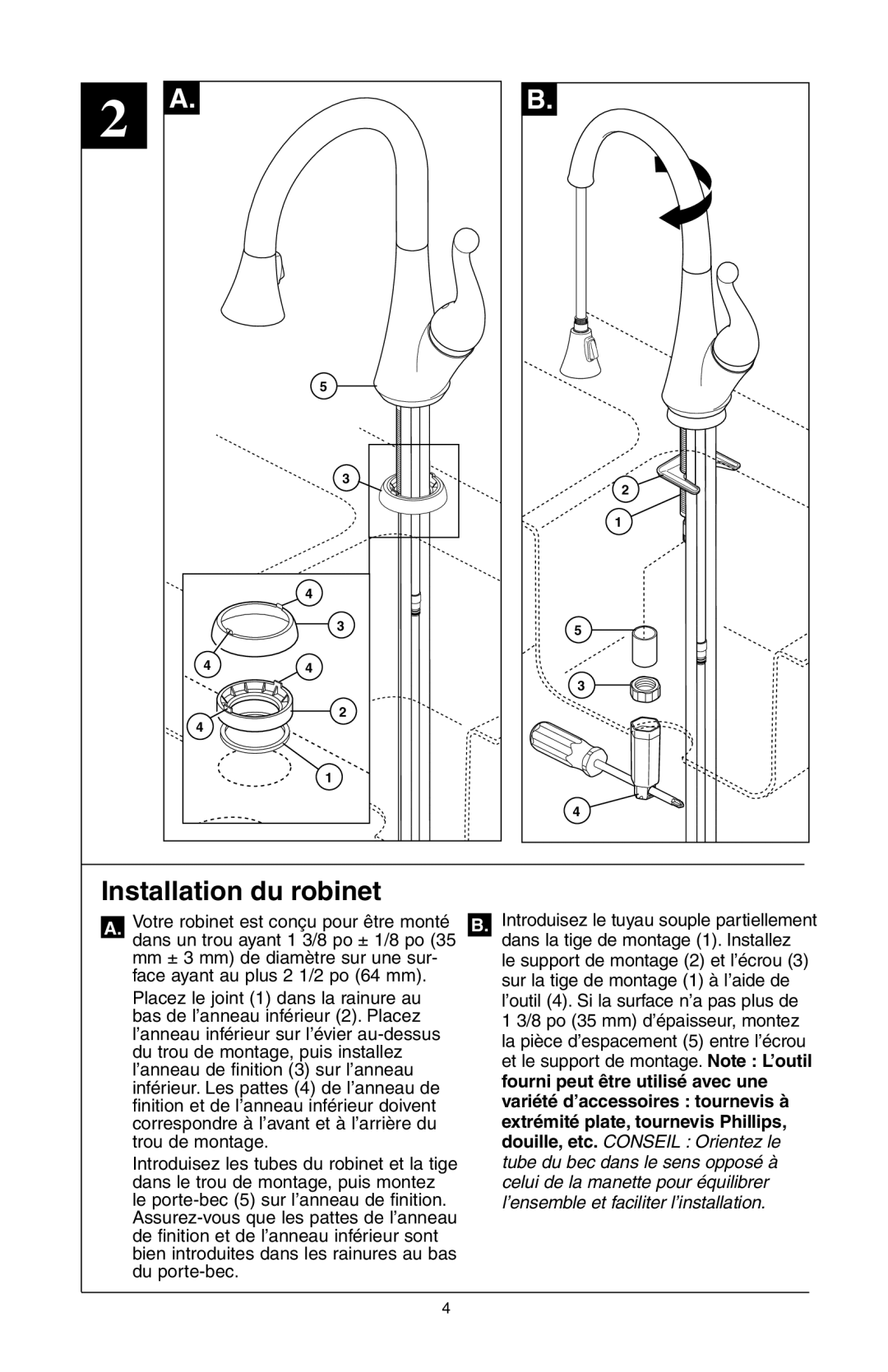 Delta 16968-DST Series manual Installation du robinet 