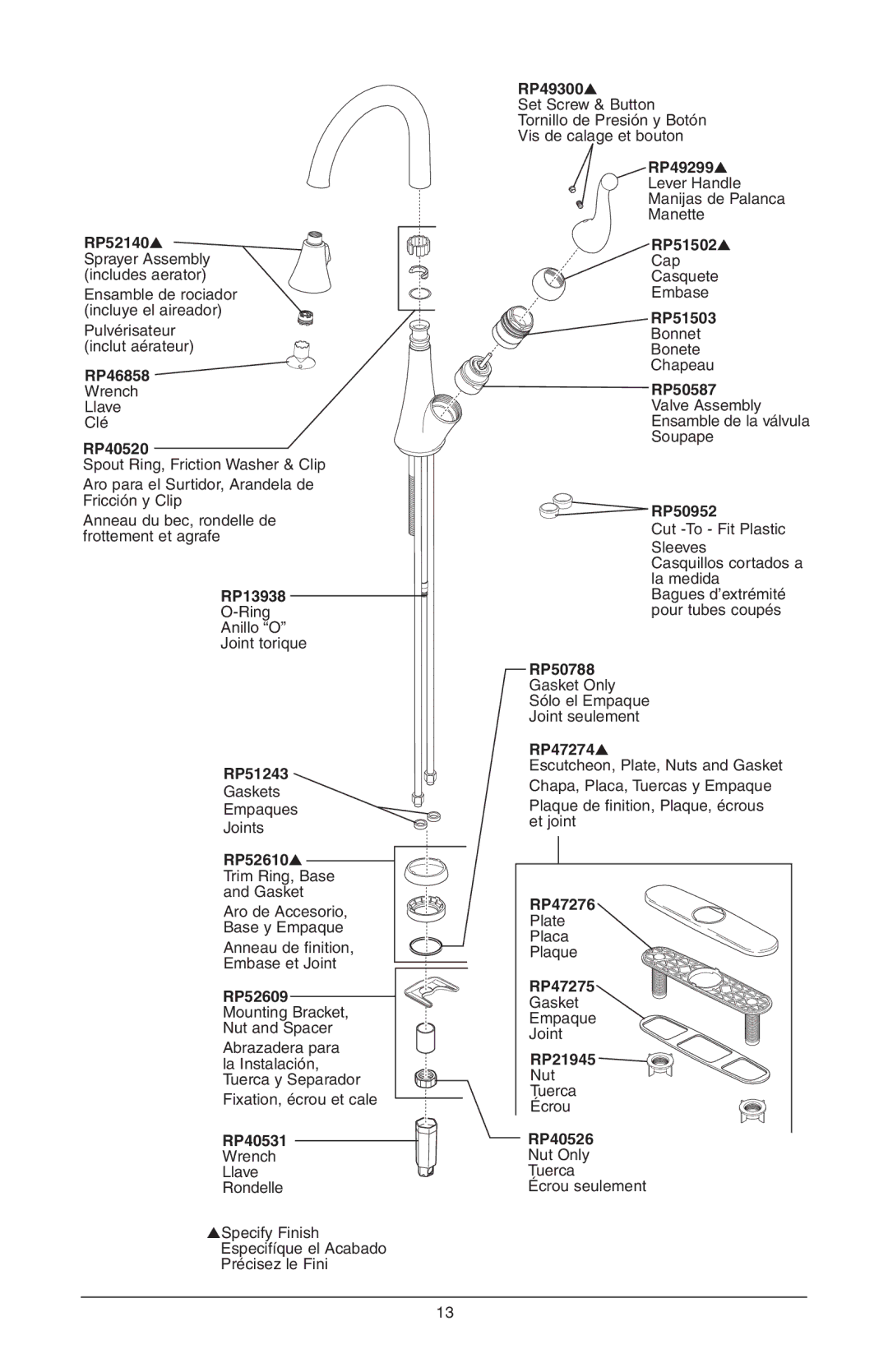 Delta 16968-DST Series manual RP52140 Sprayer Assembly 