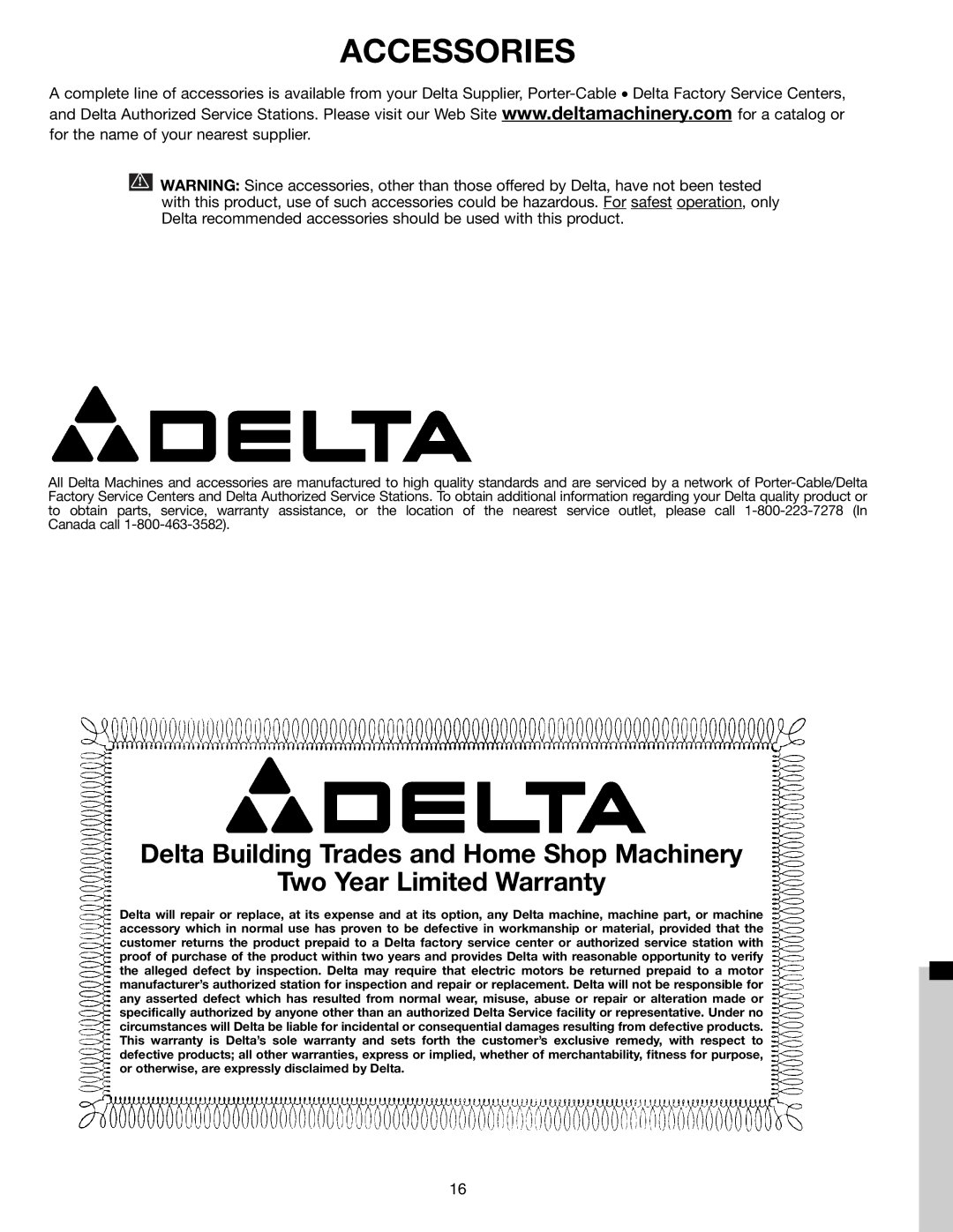 Delta 17-900 instruction manual Accessories 