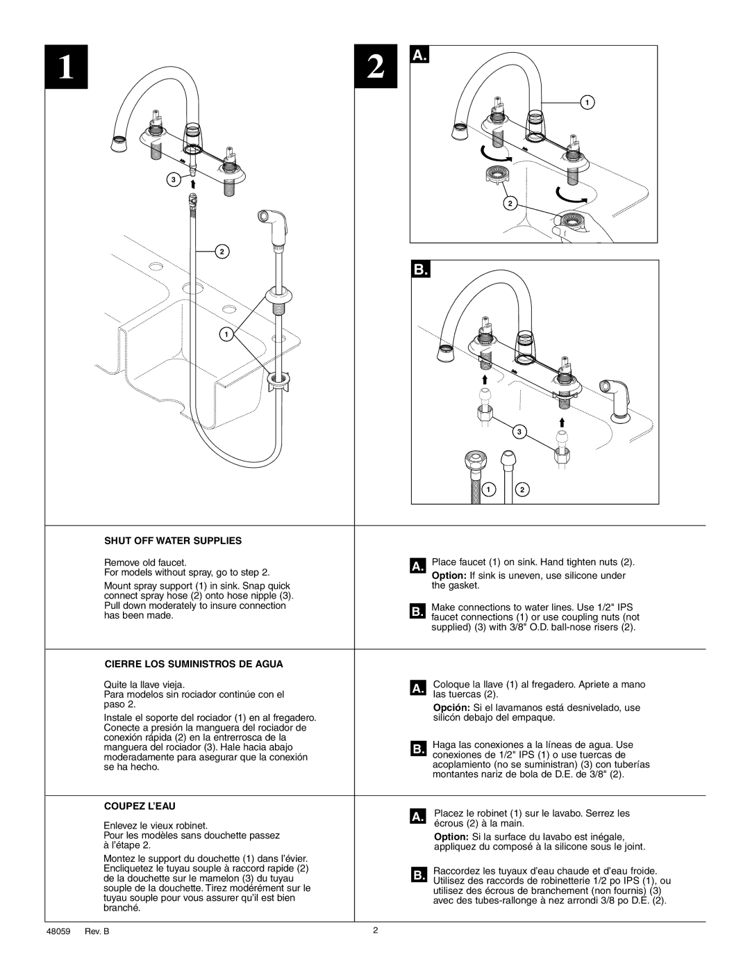 Delta 21911 Series manual Shut OFF Water Supplies 