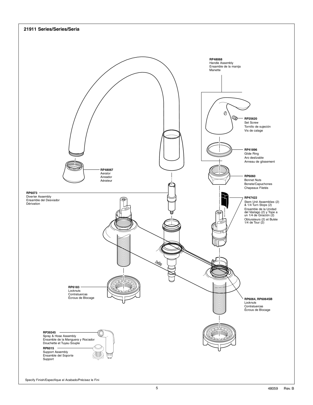 Delta 21911 Series manual RP48067, RP6073, RP6183, RP39345, RP6015, RP48068, RP25620, RP41896, RP6060, RP47422 