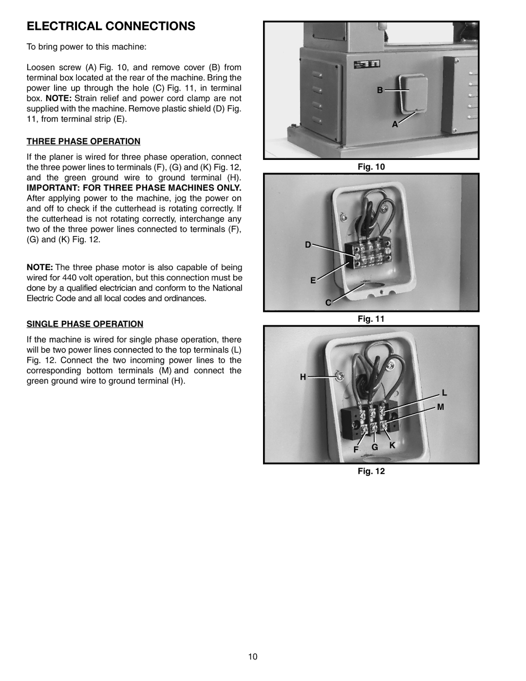 Delta 22-451, 22-450 instruction manual Electrical Connections, Three Phase Operation 