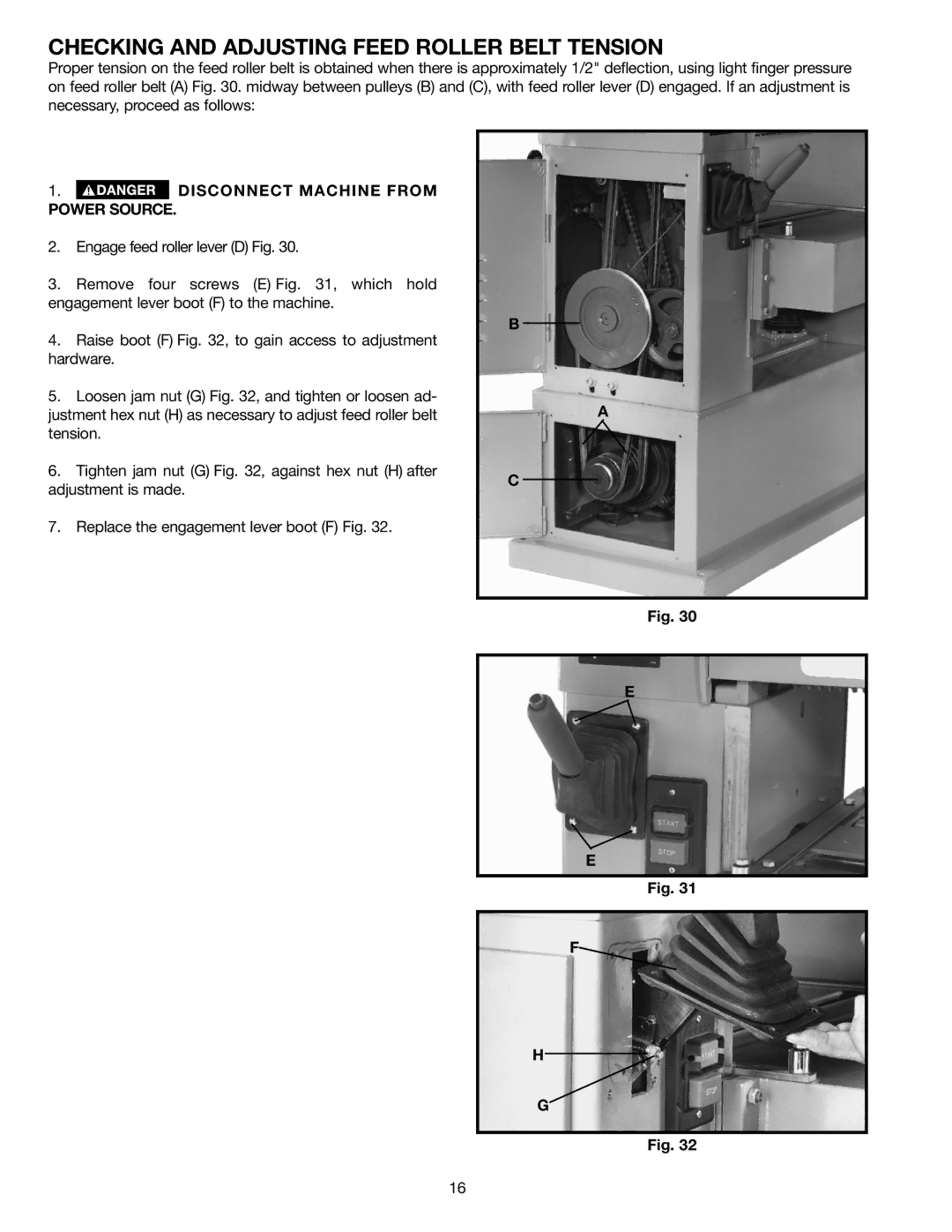 Delta 22-451, 22-450 instruction manual Checking and Adjusting Feed Roller Belt Tension 