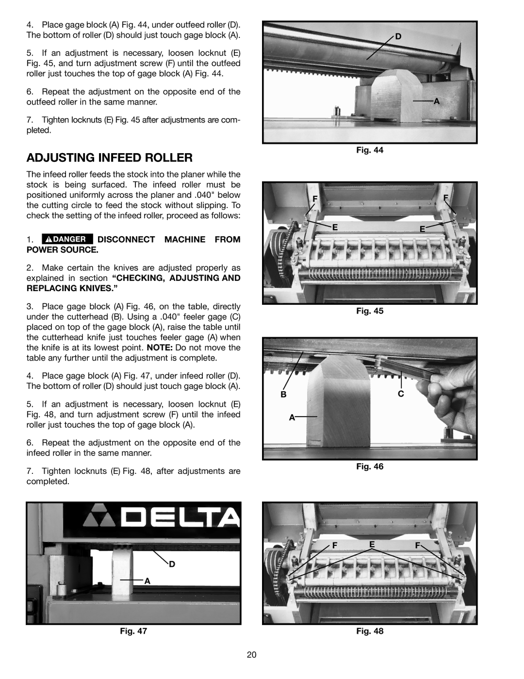 Delta 22-451, 22-450 instruction manual Adjusting Infeed Roller 