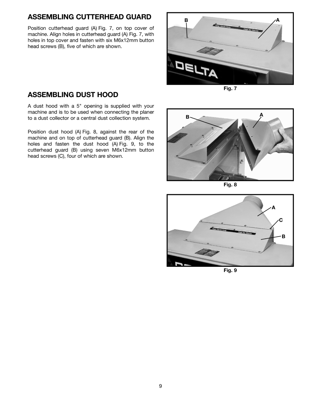 Delta 22-450, 22-451 instruction manual Assembling Cutterhead Guard, Assembling Dust Hood 