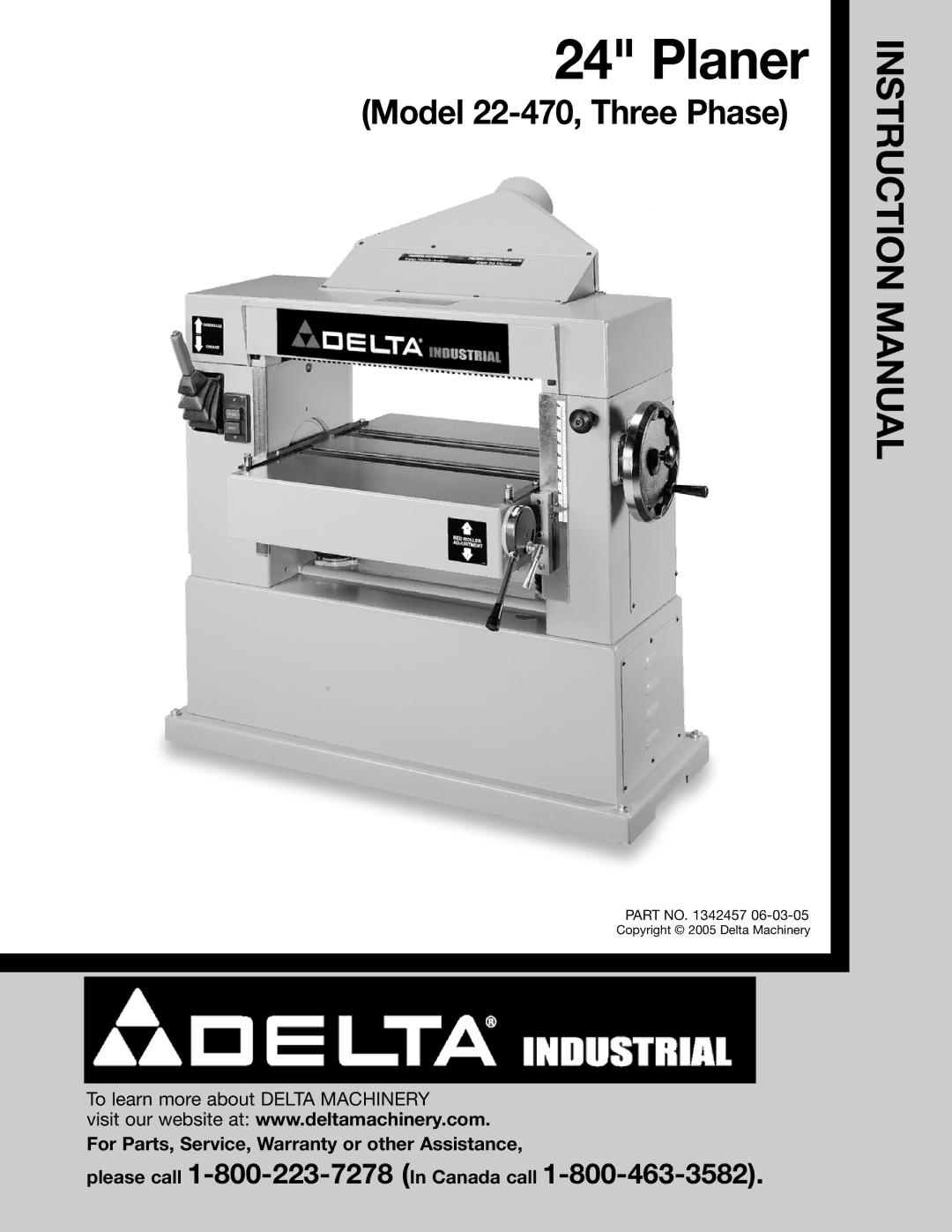 Delta 22-470 instruction manual Planer 