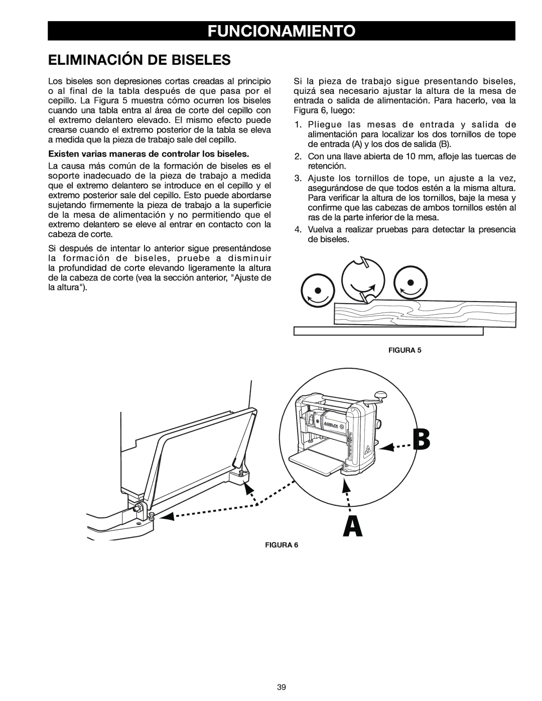 Delta 22-555 instruction manual Eliminación DE Biseles, Existen varias maneras de controlar los biseles 