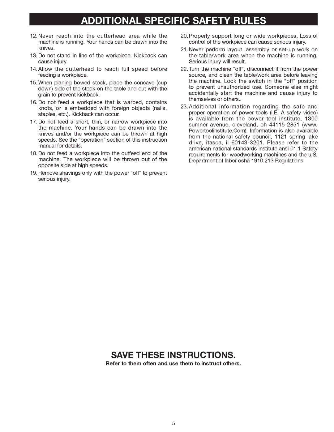 Delta 22-555 instruction manual Refer to them often and use them to instruct others 