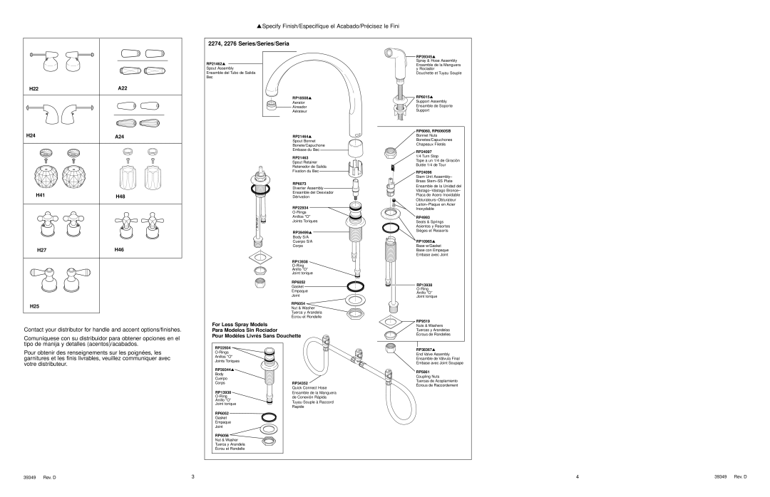 Delta 2274 Series warranty 2274, 2276 Series/Series/Seria 