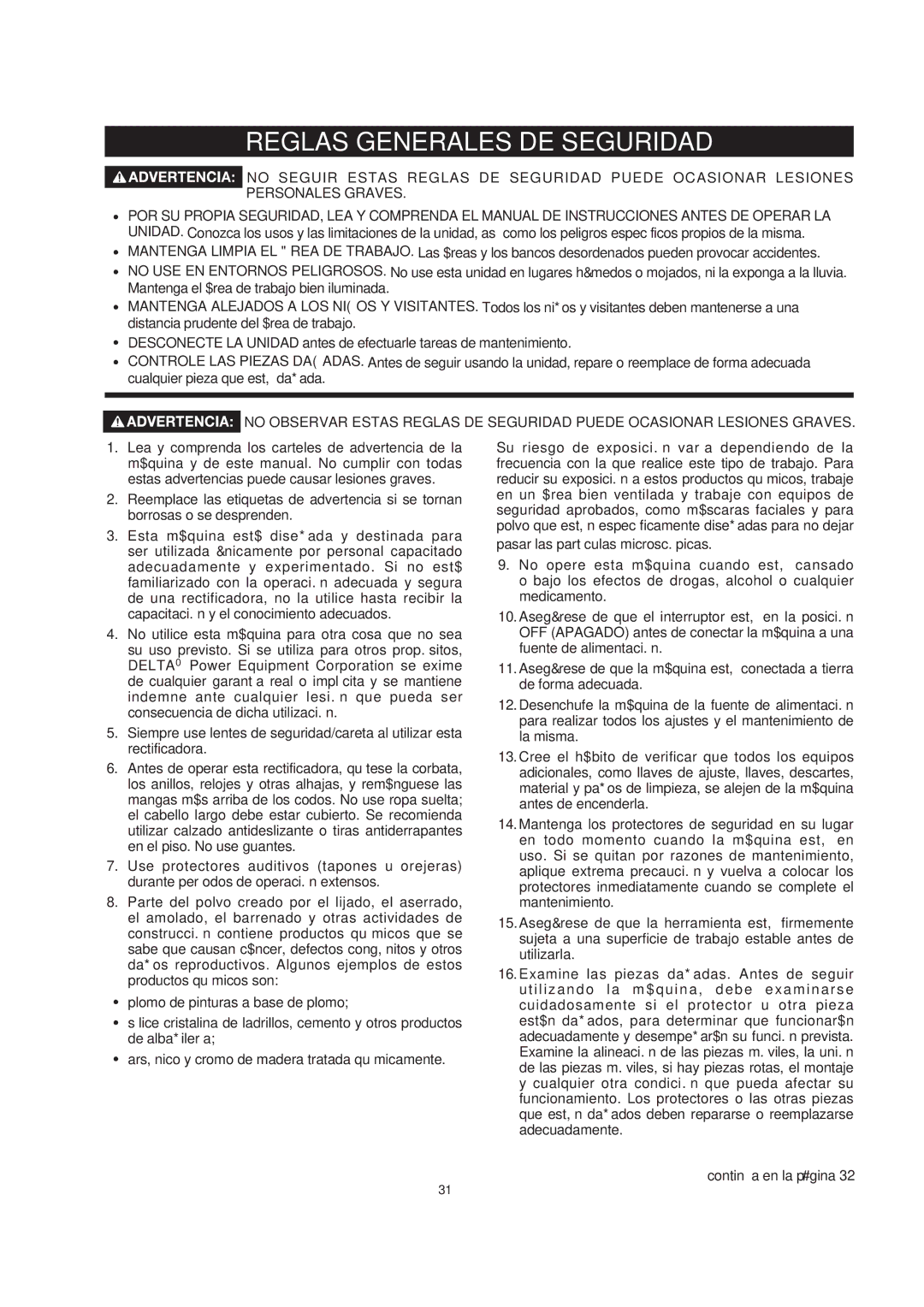 Delta 23-197, 23-196 manual Reglas Generales DE Seguridad 