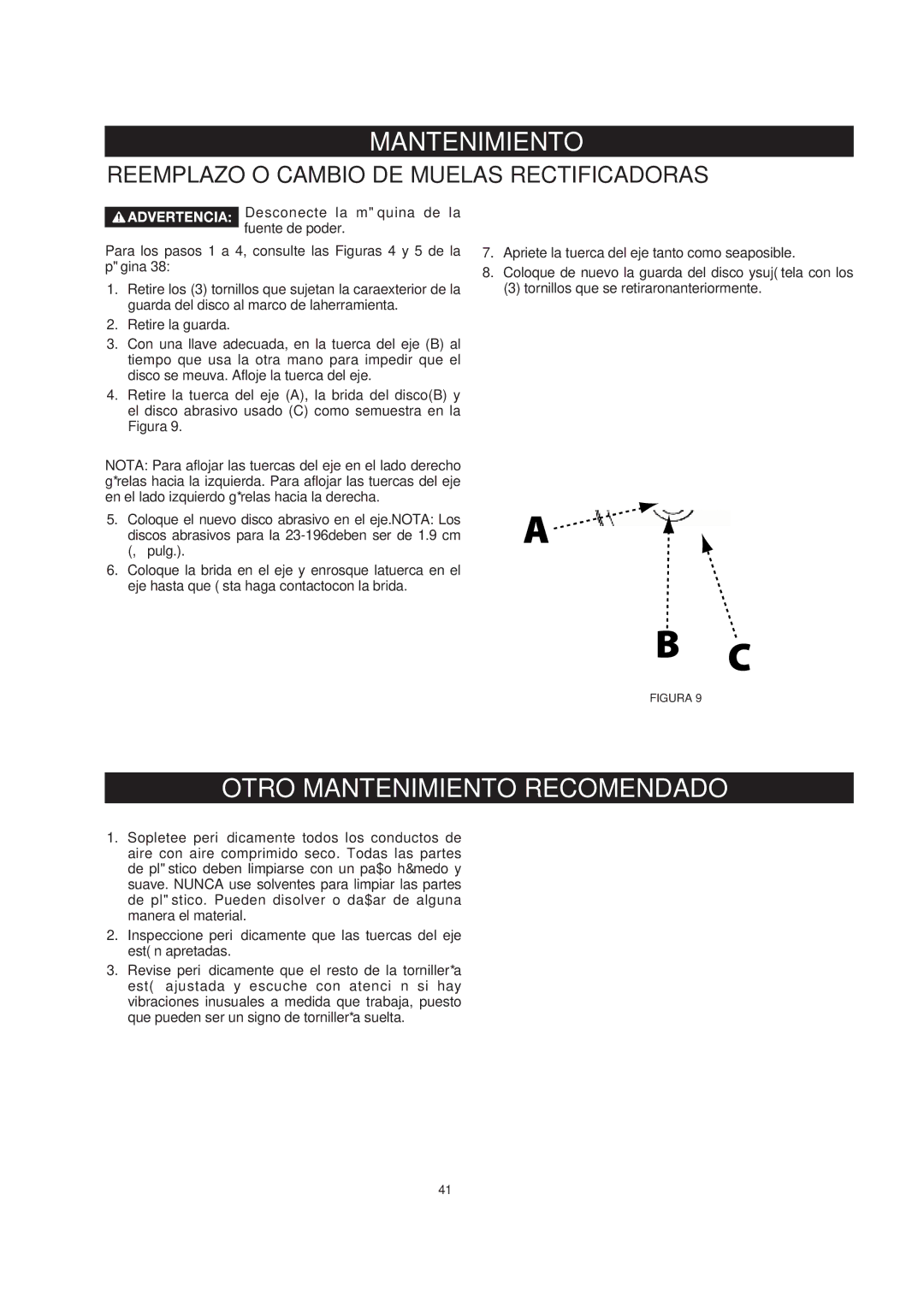 Delta 23-197, 23-196 manual Otro Mantenimiento Recomendado, Reemplazo O Cambio DE Muelas Rectificadoras 