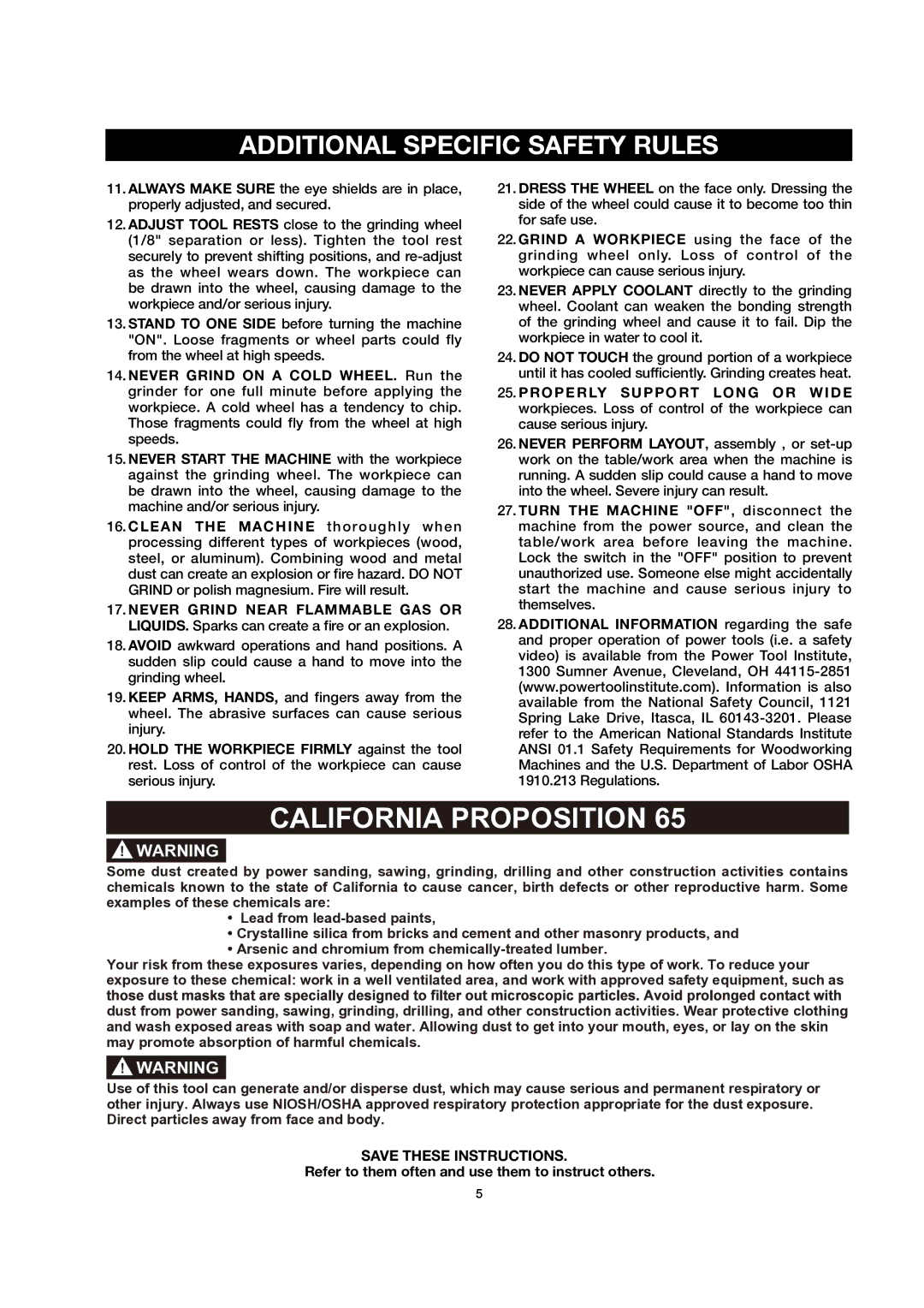 Delta 23-197, 23-196 manual California Proposition 