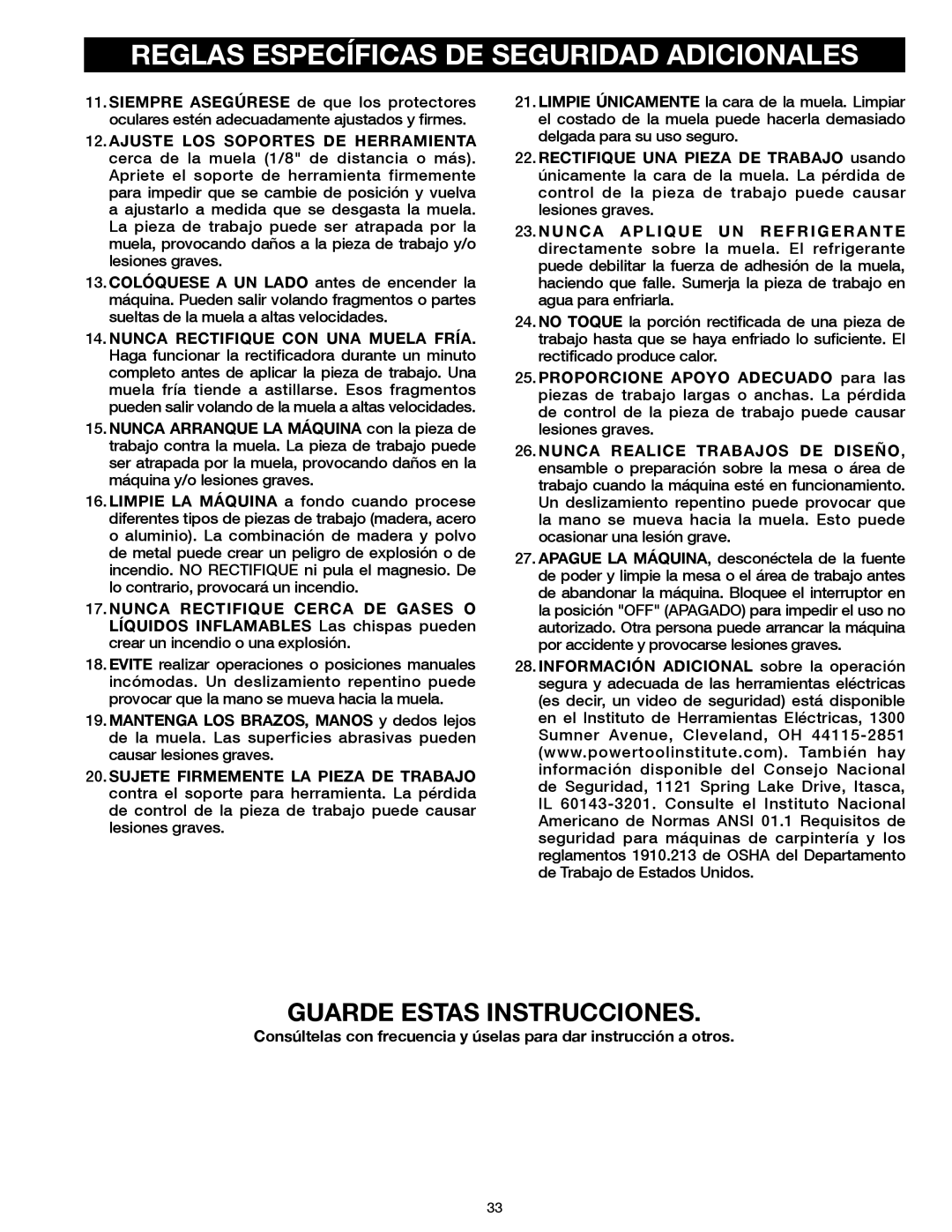 Delta 23-198, 23-199 instruction manual Guarde Estas Instrucciones 