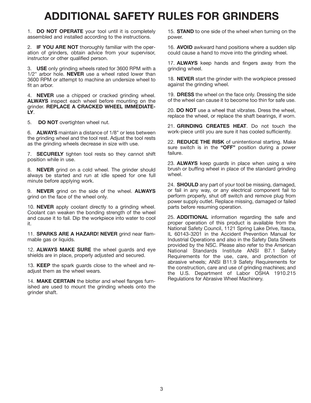 Delta 23-589 instruction manual Additional Safety Rules for Grinders 