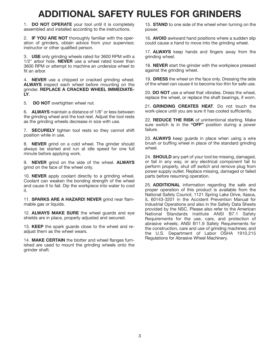 Delta 23-640, 23-645 instruction manual Additional Safety Rules for Grinders 