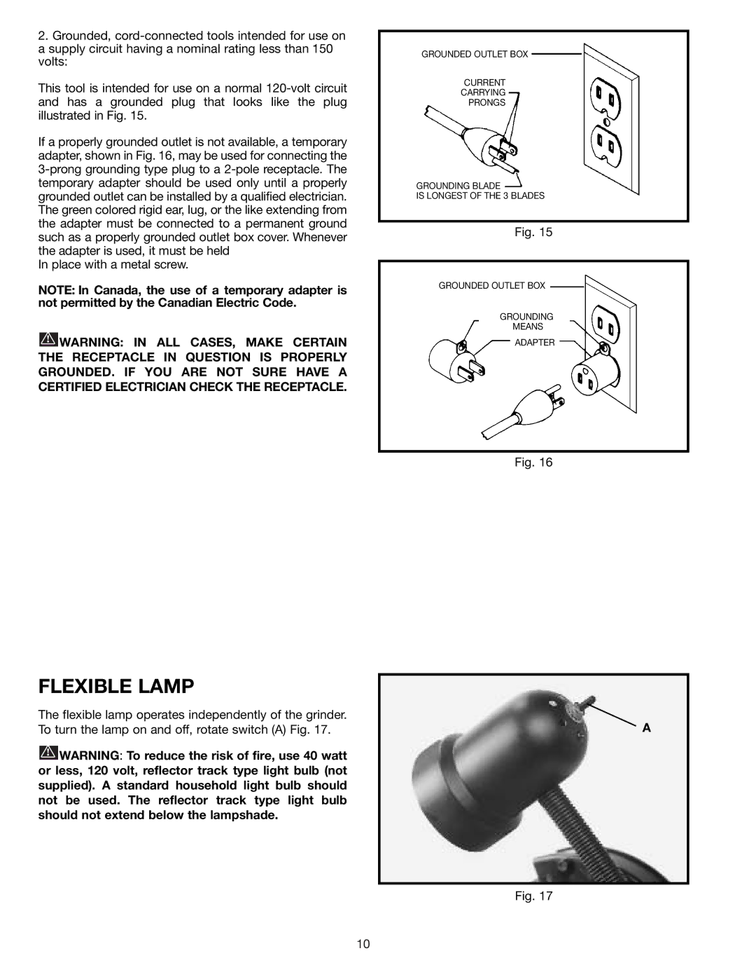 Delta 23-735, 23-730, 23-725 instruction manual Flexible Lamp 