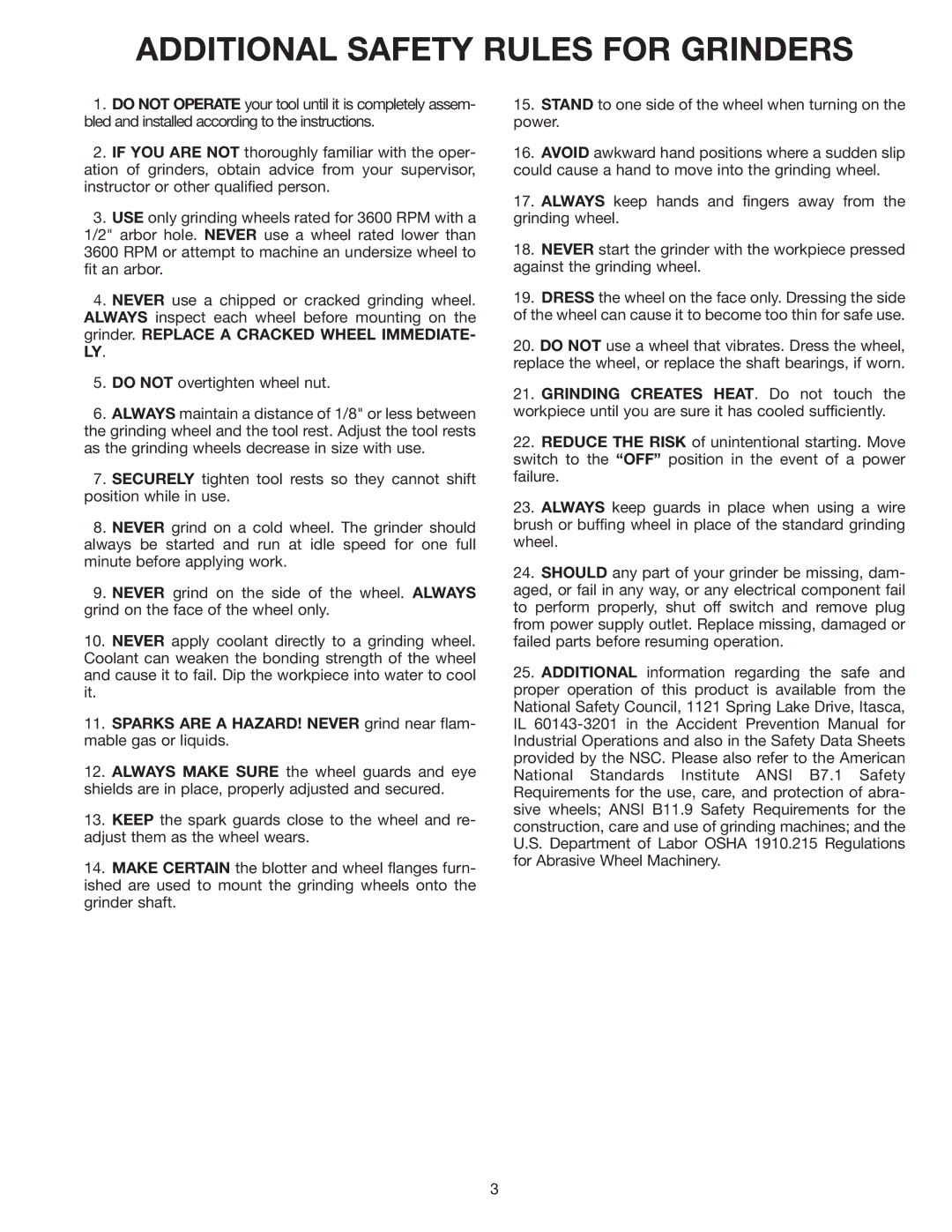 Delta 23-840 instruction manual Additional Safety Rules for Grinders 