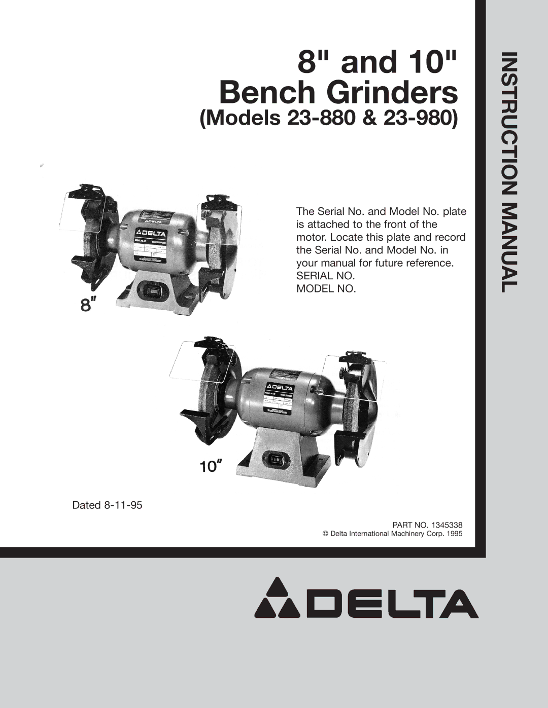 Delta 23-880, 23-980 instruction manual Bench Grinders 