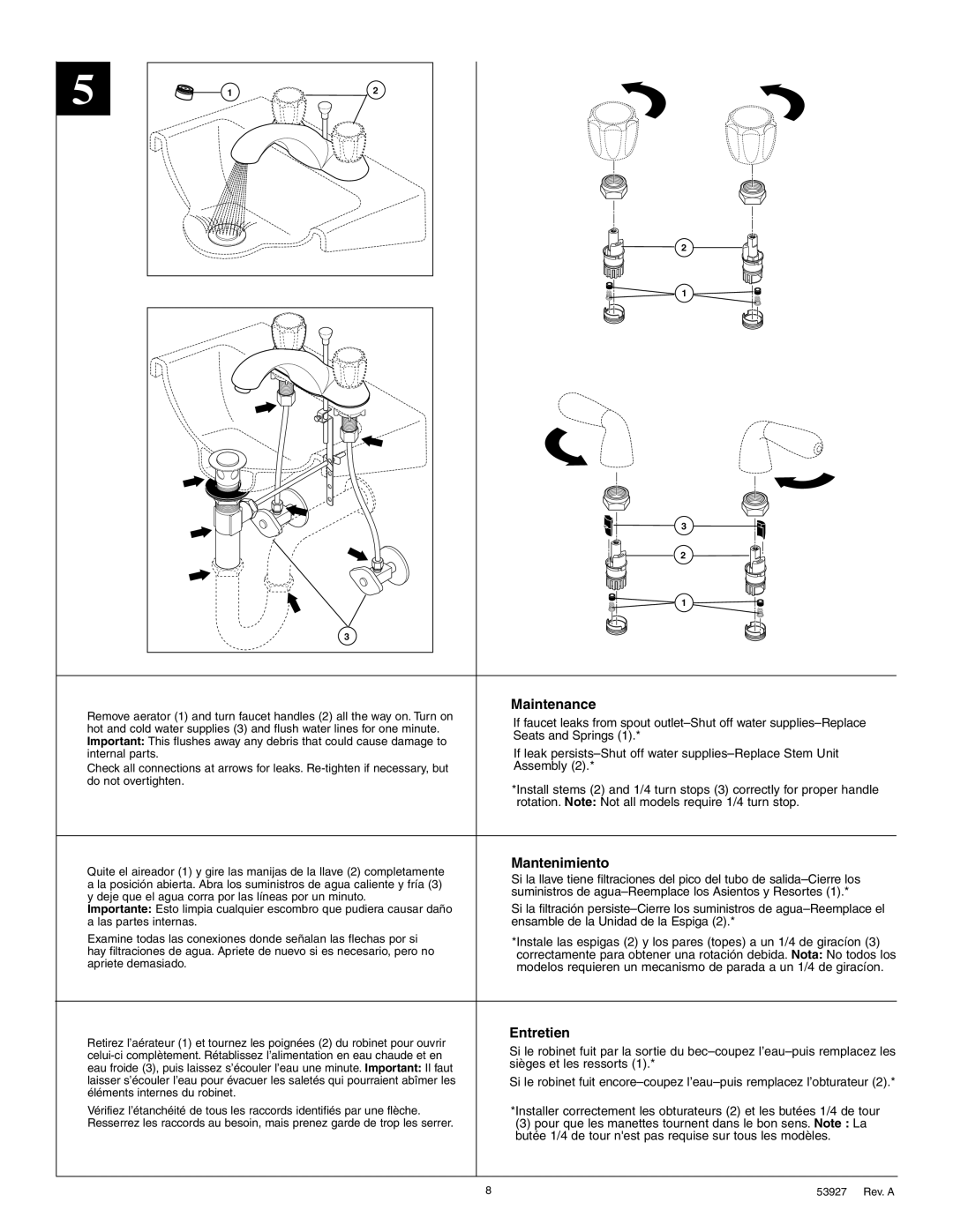 Delta D2511 Series, 2530 Series, D2501 Series manual Maintenance, Mantenimiento, Entretien 